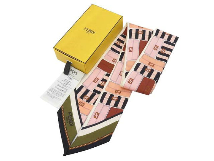 楽天市場】FENDI ラッピー バゲット柄 FXT011 シルク100％ マルチ  