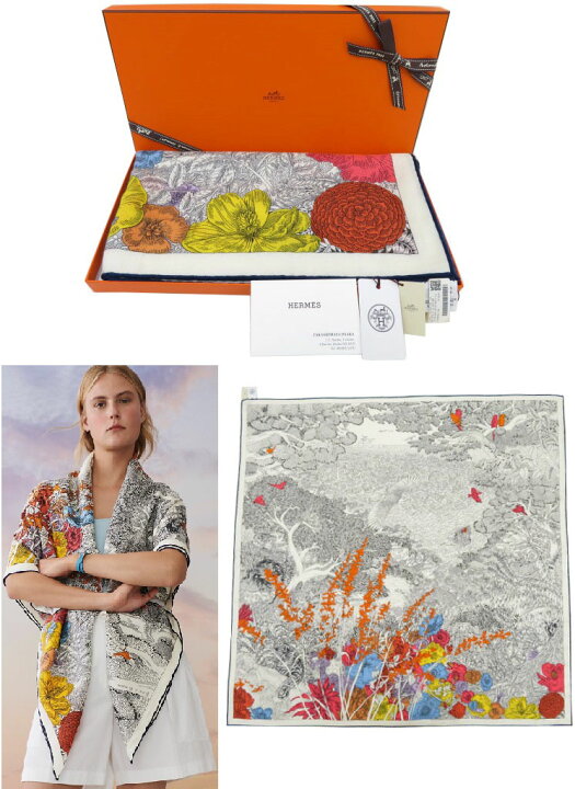楽天市場】HERMES カレジェアン 140 ”自然回帰” 大判ショール 