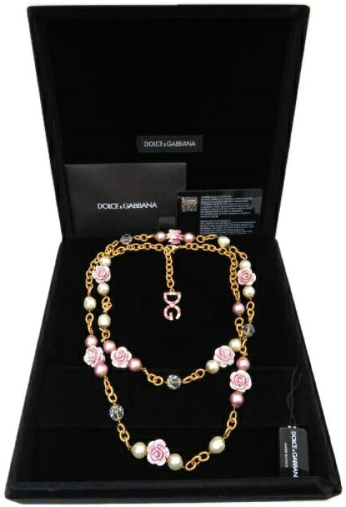 楽天市場】DOLCE&GABBANA ローズ＆パール ロングネックレス 美品 