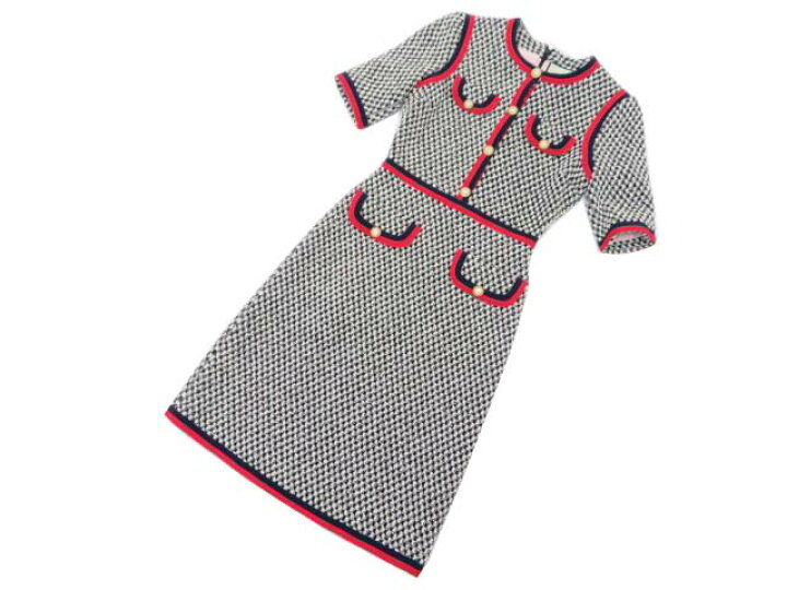 楽天市場 ｇｕｃｃｉ ツイードウェブドレス ホワイト ブラック レッド ネイビー 17 18ａｗ 秋冬商品 ３６ ｓ２ 中古 セレブbyエンデバー