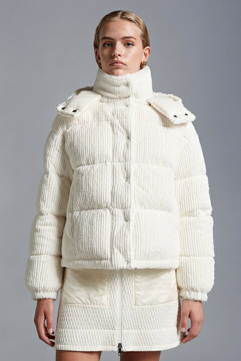 楽天市場】MONCLER フード付きベルベットダウンジャケット 