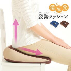 クッション 低反発 姿勢 座布団 デスクワーク 椅子 イス グッズ 腰 こし 美姿勢 背筋 猫背 ゆがみ オフィス テレワーク 座り作業 ソファ 円座形状 丸穴 低反発ウレタン 前傾姿勢 負担軽減 体圧分散 リバーシブル ネイビー ブラウン 低反発リバーシブル姿勢クッション 195