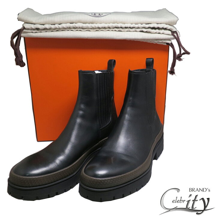 楽天市場】HERMES【エルメス】Barque サイドゴアブーツレザーブラック 