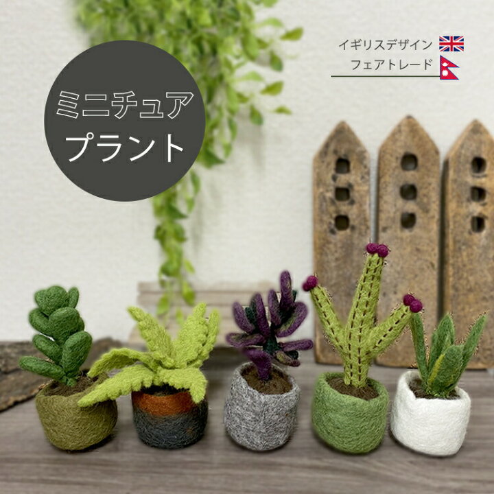 楽天市場 フェルトミニチュアプラント フェイクグリーン グリーン アレンジ 人工観葉植物 雑貨 サボテン 観葉植物 セダム 食虫植物 鉢植え インテリア おもちゃ ドールハウス ミニ オブジェ 置物 かわいい おしゃれ フェアトレード サステナブル 花 Maison Pou