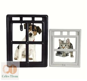 ペットドア 網戸用 後付け キャットドア 網戸用ペットの出入り口 取付簡単 小型犬 猫 ペット出入り口 ロック付き マグネット式 磁石設計猫ドア