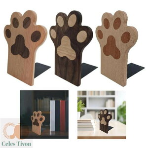 木製猫の爪ブックエンドブックストッパーブックオーガナイザーユニークな滑り止め装飾ブックエンド足ブックエンドデスクホームリビングルーム用