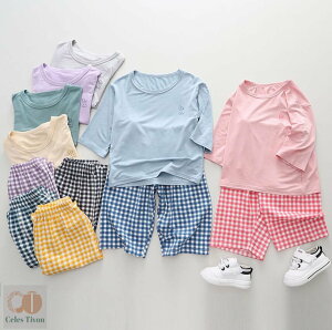 親子ペア ルームウェア パジャマ 夏 半袖 パジャマ 寝巻き チェック柄 ママ パパ 女の子 男の子 パジャマ 上下セット 親子お揃い パジャマ カップル 親子コーデ キッズ ペアルック 部屋着 大