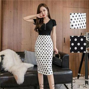スカート タイトスカート ボトムス レディース ペンシルスカート ドット 水玉 膝下 ひざ下 ミモレ丈 ハイウエストスカート ストレッチ オフィス 大人 春夏