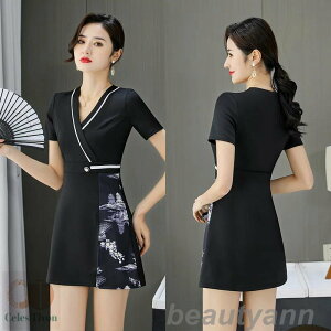 ユニフォーム エステ サロン通勤 レディース 女性 制服おしゃれ 半袖 ジャケットワンピース エステ ネイル 美容 サロン 制服 新しい足湯足湯技師の作業服セクシーなワンピースセット 母の