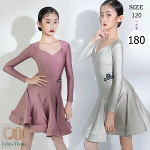 ラテン ダンス 衣装 キッズ用 セットアップ レオタード スカート 社交ダンスドレス ジュニア用 社交ダンス 練習用セット 演出服 競技着 発表会 衣装 大きいサイズ ピンク シルバー