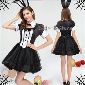 【200円クーポン配布中 送料無料】 ハロウィン コスプレ 衣装 仮装 バニー 制服 仮装 コスチューム バニーガール うさ耳 ウサギ うさぎ 可愛い こすぷれ ワンピース ミニ ol 白 ホワイト セク