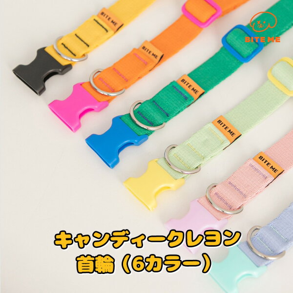 送料無料/ BITE ME バイトミー キャンディークレヨン 首輪 S/M 小型犬 犬 カラー軽量 簡単装着 おしゃれ かわいい 散歩 犬用 韓国ブランド 正規品
