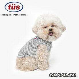 送料無料/ 犬の服 犬服 BASIC STRIPE SLEEVE WHITE ベーシック ストライプ スリーブ ホワイト ドッグウェア スリーブレス タンクトップ カットソー 韓国 ブランド TUSTUS かわいい コットン 伸縮性が良い ダックス柄 着せやすい トゥストゥス 小型犬 中型犬 シンプル