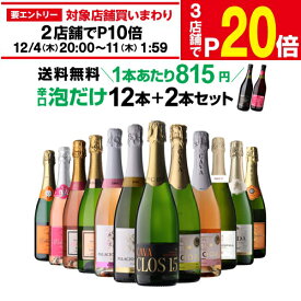 【SALE特価900円OFF★1本あたり750円 送料無料】ワインセット シャンパン製法&金賞入 辛口泡だけ 特選 スパークリングワイン 12本+2本セット 128弾 ワイン 飲み比べセット 送料無料 浜運 お歳暮 御歳暮