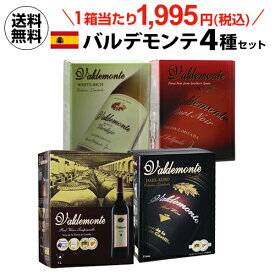 【誰でもP5倍 4/24 20時～/25 24時】【クーポン利用でボトル換算468円(税込)送料無料】箱ワイン バルデモンテ 4種セット 飲み比べ 4箱 3000ml 3L x 4箱 ボックスワイン 大容量 スペイン 赤ワイン 白ワイン 辛口 ワイン ワインセット 長S Pオススメワイン