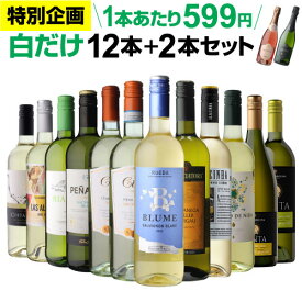 【6月中旬 値上げ予定】【599円/1本 送料無料】白だけ 特選 ワイン 12本+2本セット(合計14本) 165弾 白ワインセット ワインセット 辛口 白ワイン セット シャルドネ 飲み比べセット ケース RSL あす楽