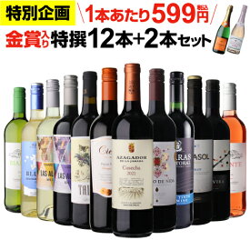 【誰でもP3倍 6/4 20時～/5 24時】【6月中旬 値上げ予定】【599円/1本 送料無料】金賞入り特選ワイン12本+2本セット(合計14本) 277弾 ワイン 飲み比べ ワインセット 赤 白 辛口 浜運 Pオススメワイン