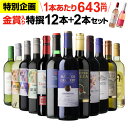 【1本あたり643円(税込)送料無料】44％OFF ！金賞入り特選ワイン12本+2本セット(合計14本) 297弾 ワイン ワインセット 赤白 ワインセット 白 辛口 浜運A ワイン
