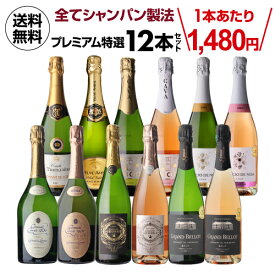 【1000円OFFクーポン利用で1本あたり1,397円 送料無料】全てシャンパーニュと同製法！プレミアム特選スパークリングワイン12本 65弾 浜運A 送料無料 手土産 お祝い 厳選 ギフト パーティー プレゼント 飲み比べ ワイン【ポイント対象外】