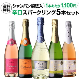 【1本あたり1,100円 】 送料無料 シャンパン製法入 超コスパ！辛口スパークリング5本セット 50弾 スパークリングワイン 辛口 セット カヴァ cava スパークリング 送料無料 浜運A ワイン【ポイント対象外】