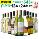 【期間限定200円OFF！ 1本あたり629円 送料無料】46％OFF 白だけ 特選 ワイン 12本+2本セット(合計14本) ワインセット…