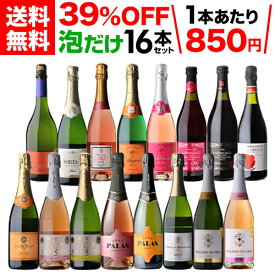 【1本あたり850円 】 目玉ワイン入！ 泡だけ 16本セット 42弾 スパークリングワイン セット スパークリングワイン 辛口 セット シャンパン製法 ワイン ワインセット 辛口 ロゼ 白泡 金賞受賞 セット ランブルスコ 浜運 送料無料 手土産 ギフト