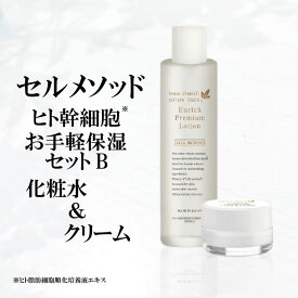 【セルメソッド】 ヒト幹細胞 お手軽保湿B セット 化粧水 120ml+クリーム30g 人幹細胞 保湿化粧水 スキンケア クリーム ローション 保湿クリーム 顔 フェイスケア スキンケアセット コフレセット シカクリーム ヒト 幹細胞 コスメ