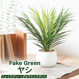 フェイクグリーン ヤシ セラミックポット グリーンライフ 室内ガーデン 観葉植物 人工植物 水やり不要 手入れ簡単 リラックス空間 置き型タイプ