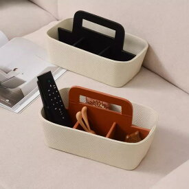 収納ボックス リモコンラック 持ち手付き レザー調 卓上 整理ケース 小物入れ 収納バスケット 玄関 リビング 机上 収納かご PUレザー 高見え オシャレ シンプル モダン 便利グッズ インテリア雑貨 整理整頓 シック 高級感