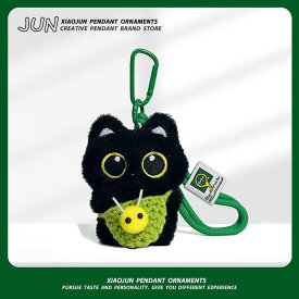 男女兼用 キーホルダー バッグチャーム ぬいぐるみ 黒猫 音が鳴る ギミック付き ミニバッグ スカーフ付き 鍵 車 カバン 飾り かわいい ふわふわ カジュアル プレゼント ギフト ペア お揃い ブラック