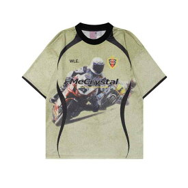 Tシャツ メンズ 春夏 吸湿速乾 メッシュ ゆったり モータースポーツ プリント カジュアル スポーツ トップス レーシング 柄 通気性 軽量 アウトドア 上衣