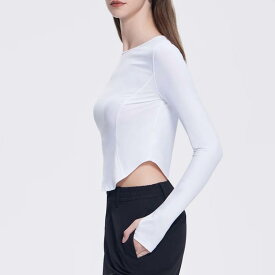 秋冬 レディース ヨガウェア 長袖 タイト フィットネス トップス 修身 インナー セクシー スリム 無胸パッド 接触冷感 吸湿速乾