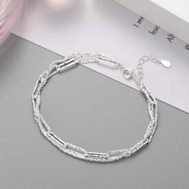レディース 925シルバー ブレスレット アンクレット 星モチーフ きらめくチェーン 二重レイヤー シンプル デザイン 高級感 日常使い アクセサリー ジュエリー 手首 足首 装飾 ファッション アイテム 女性向け 繊細 輝き モダン スタイリッシュ コ
