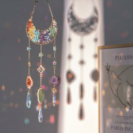 インテリア雑貨 水晶 太陽キャッチャー 虹色 天然石 風鈴 ドリームキャッチャー 部屋 陽台 陽光捕捉 吊り下げ飾り ハンギング