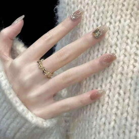つけ爪 レディース ナチュラル グラデーション チークピンク 透け感 接触冷感 ラインストーン かわいい 肌白く 優しい 気質 ネイルシール ステッカー 指先アクセサリー 日常使い セルフネイル 簡単装着 透明感 フェミニン ソフトカラー