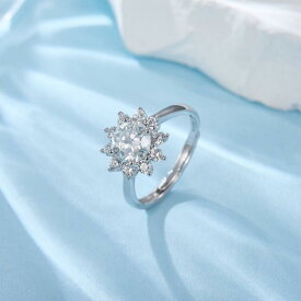 指輪 レディース 雪の結晶 モアサナイト 開口調整 白金メッキ 925純銀 ファッション ユニーク スタイリッシュ ニッチデザイン 欧米風 女性向け アクセサリー ジュエリー シンプル エレガント ギフト向き 通年使用 日常使い 華奢 繊細 輝き 透明感