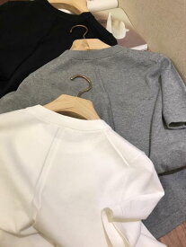 Tシャツ レディース 春夏 半袖 ゆったり ラウンドネック 後ろ中縫い デザイン 上品 スタイリッシュ フェミニン シンプル 日常 通勤 カジュアル ベーシック