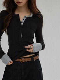 レディース 秋冬 Tシャツ フレンチスタイル コントラストカラー デザイン 気質 修身 百搭 スリム効果 小衫