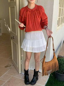 レディース 春夏 フレンチスタイル 刺繍 花辺 襟 綿 シャツ 透かし デザイン 豪華 加工 軽やか 着こなし