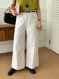 レディース デニムパンツ ハイウエスト ワイドレッグ ストレート 脚長効果 スリム 麻綿 混紡 ゆったり 着こなし コーデ アイテム