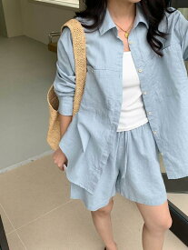 シャツ ショーツ セット 男女兼用 春夏 麻綿 シンプル リラックス感 ルーズ フィット 軽量 通気性 速乾 ビーチ リゾート バケーション スタイル カジュアル デイリー コーディネート デザイン