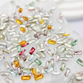 レディース ネイルパーツ ラインストーン ビジュー 長方形 オクタゴン スクエア 3×6mm Vカット 3D デコパーツ カラー 異形 高見え 上品 大人可愛い セルフネイル ハンドメイド ジェルネイル ネイルアート パーツ