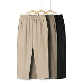 レディース パンツ 接触冷感 ハイウエスト 9分丈 ゆったり 低身長 ミセス 中高年 お母さん 夏 薄手 体型カバー 楽ちん カジュアル きれいめ