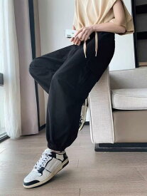 レディース パンツ ジョガーパンツ サルエルパンツ 裾絞り 九分丈 アンクル丈 細見え 体型カバー カジュアル ストレート ストリート アメカジ 楽ちん 動きやすい 着回し 夏