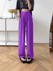 レディース ワイドパンツ スラックス ストレート 落ち感 ゆったり 細見え 脚長効果 美脚 通勤 きれいめ カジュアル ロングパンツ ボトムス 春 秋