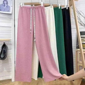 レディース ワイドパンツ ハイウエスト ストレート ゆったり ロング丈 落ち感 脚長効果 スタイルアップ 体型カバー 楽ちん 韓国風 カジュアル きれいめ 春夏