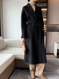 レディース ロングコート カシミヤ15% ウール85% ダブルフェイス ピンク 襟付き 厚手 ゆったり 上品 高見え きれいめ 通勤 大人 カジュアル 防寒 秋冬