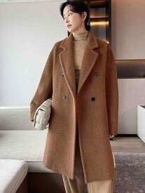 レディース コート ウールコート ショート丈 アルパカ カシミヤ ラマウール アウター 無地 上品 高見え きれいめ 通勤 オフィス カジュアル 暖かい 大人 シンプル 軽量 着痩せ スタイルアップ 秋冬 防寒