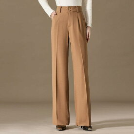 レディース ワイドパンツ ウール素材 無地 上品 高品質 ロングパンツ カジュアル 通勤 オフィス 普段使い きれいめ 楽ちん 高見え 秋冬