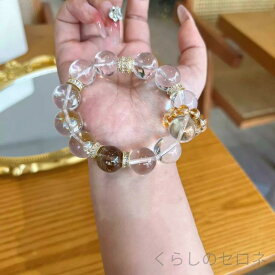 ブレスレット 男女兼用 天然 白水晶 金髪晶 ルチルクォーツ ブラジル産 高級感 パワーストーン アクセサリー ヒーリング 浄化 エネルギー ファッション 日常使い コレクション